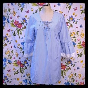 Nautical stripe tulip sleeve Beach dress cotton XL